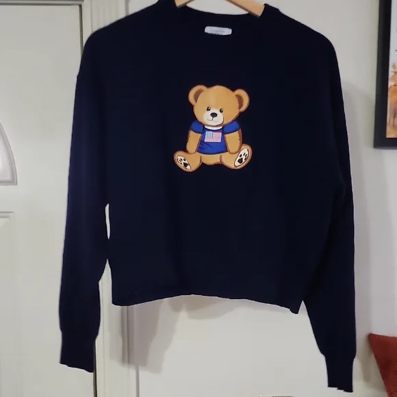 Womens Navy Sweater with Bear Design - Picture 4 of 10